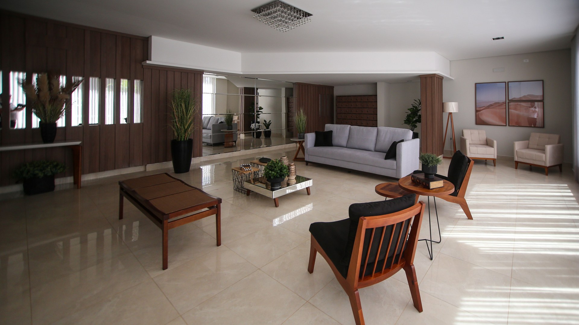 A spacious and luxurious living room featuring stylish furniture and elegant decor elements for a modern home