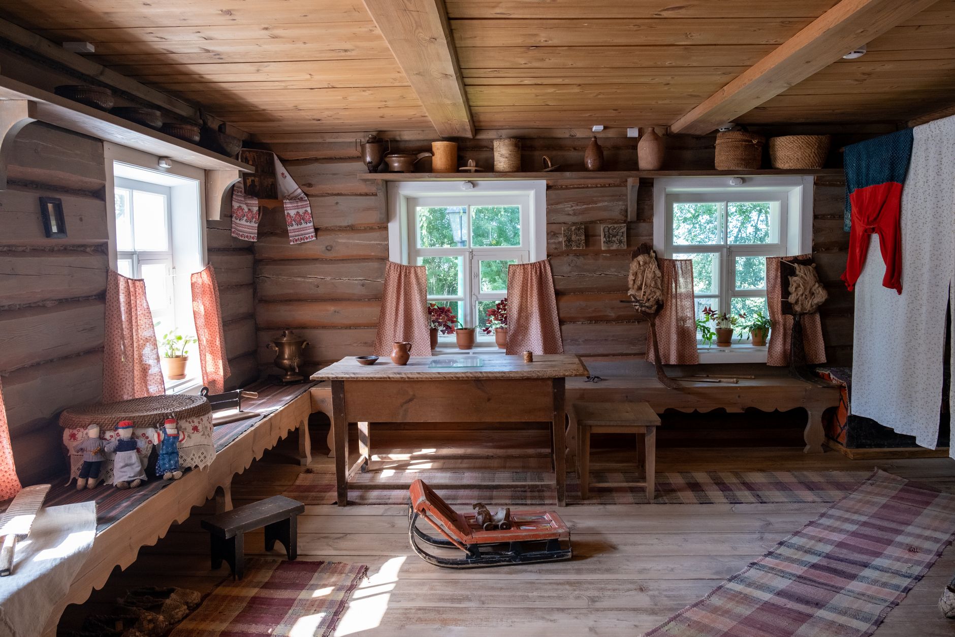 Cozy rustic interior with wooden furniture and traditional decor, creating a warm atmosphere, illustrating What Is Chi, and What Does Energy Flow Mean in Feng Shui